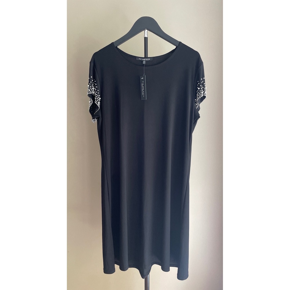 Black Dress Women's XL Nik and Nash Pearl Rhinestone Party Glam LBD NWT New